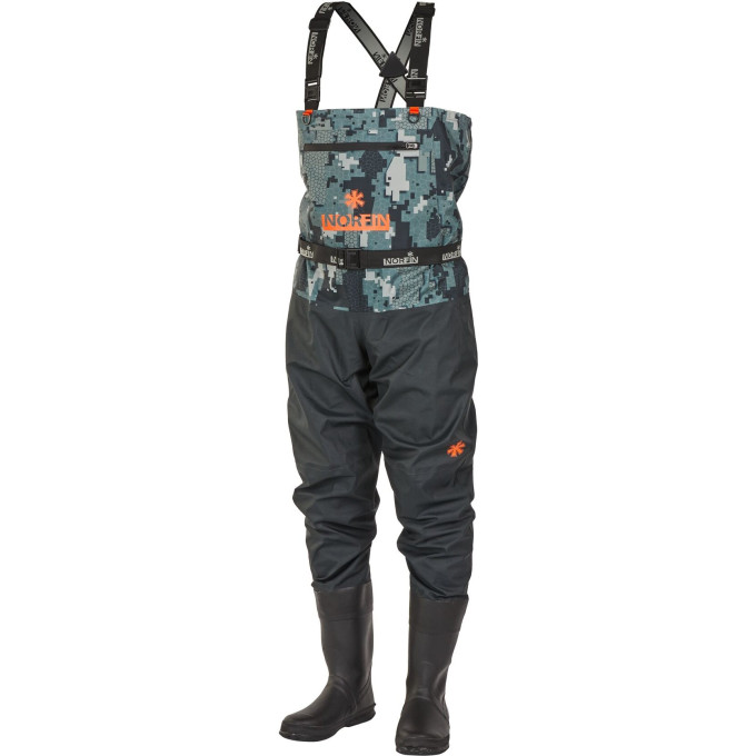 Полукомбинезон забродный NORFIN PILOT CAMO BOOTFOOT р.40-S с сапогами резина 83400-40-S